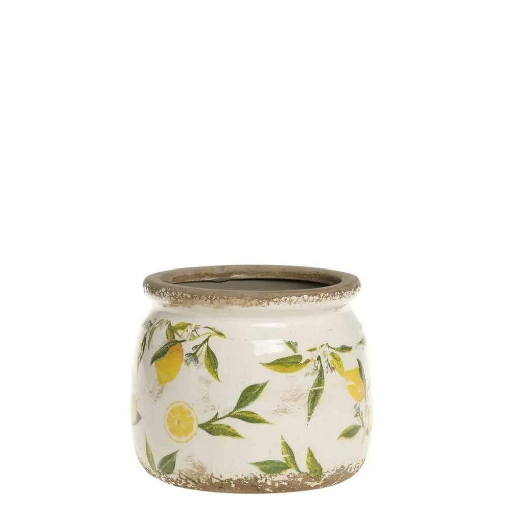 Chic Antique Limone runder Blumentopf mit Rand