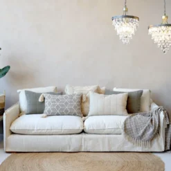 Chic Antique Malo Leinensofa mit 5 Kissen – Französischer Landhausstil