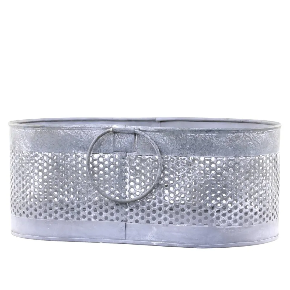 Chic Antique Metall Korb mit Lochmuster oval