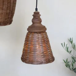 Chic Antique Pendelleuchte Rattangeflecht