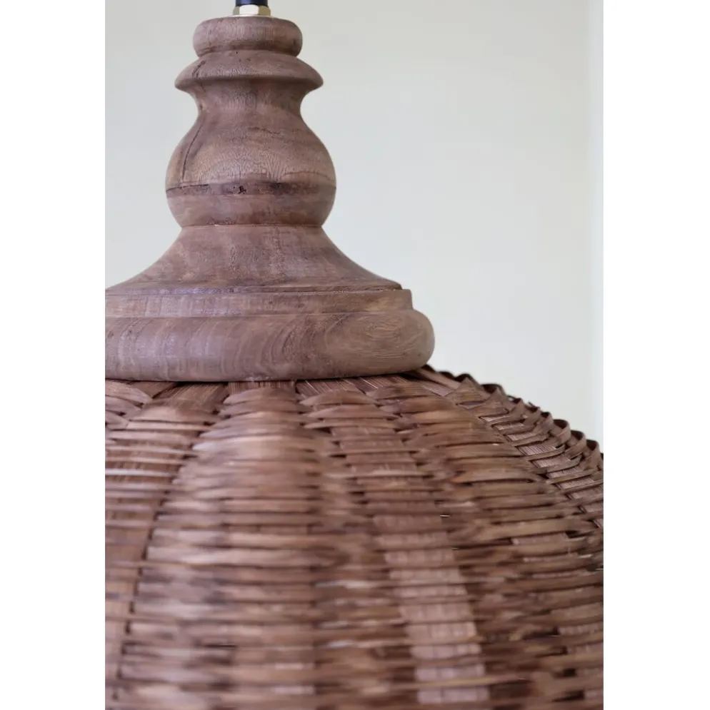 Chic Antique Rattan Hängelampe Ø 34 cm