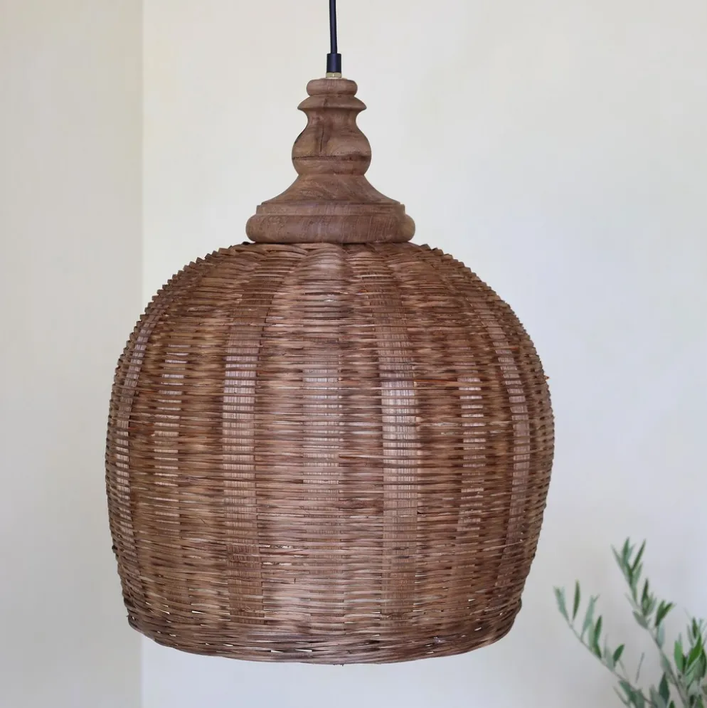 Chic Antique Rattan Hängelampe Ø 34 cm