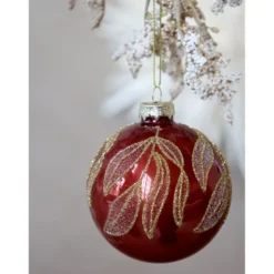 Chic Antique Rote Weihnachtskugel aus Glas