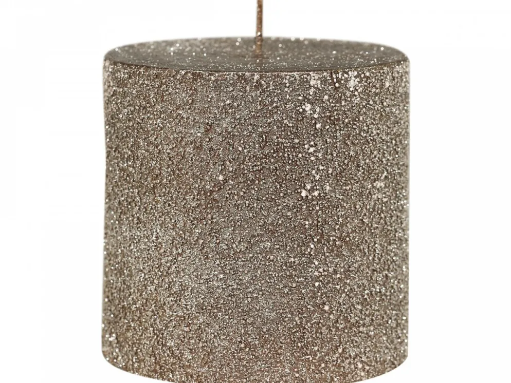 Chic Antique Rustikale Stumpenkerze mit Glitzer