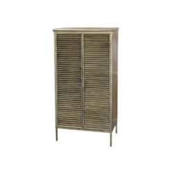 Chic Antique Schrank aus Eisen mit Lamellentüren
