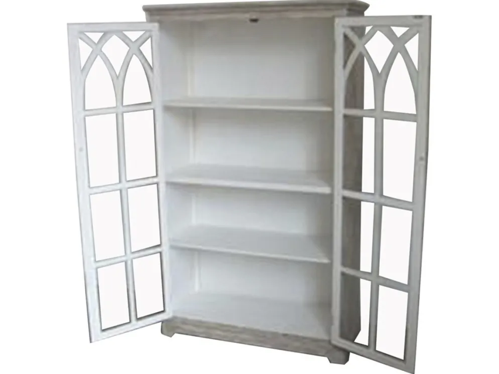 Chic Antique Shabby Chic Vitrine mit Kreuztüren