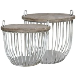 Chic Antique Shabby Sofatisch mit Holzdeckel 2er Set
