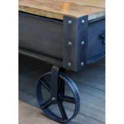 Chic Antique Sofatisch mit Schublade Ulmenholz Schwarz & Natur