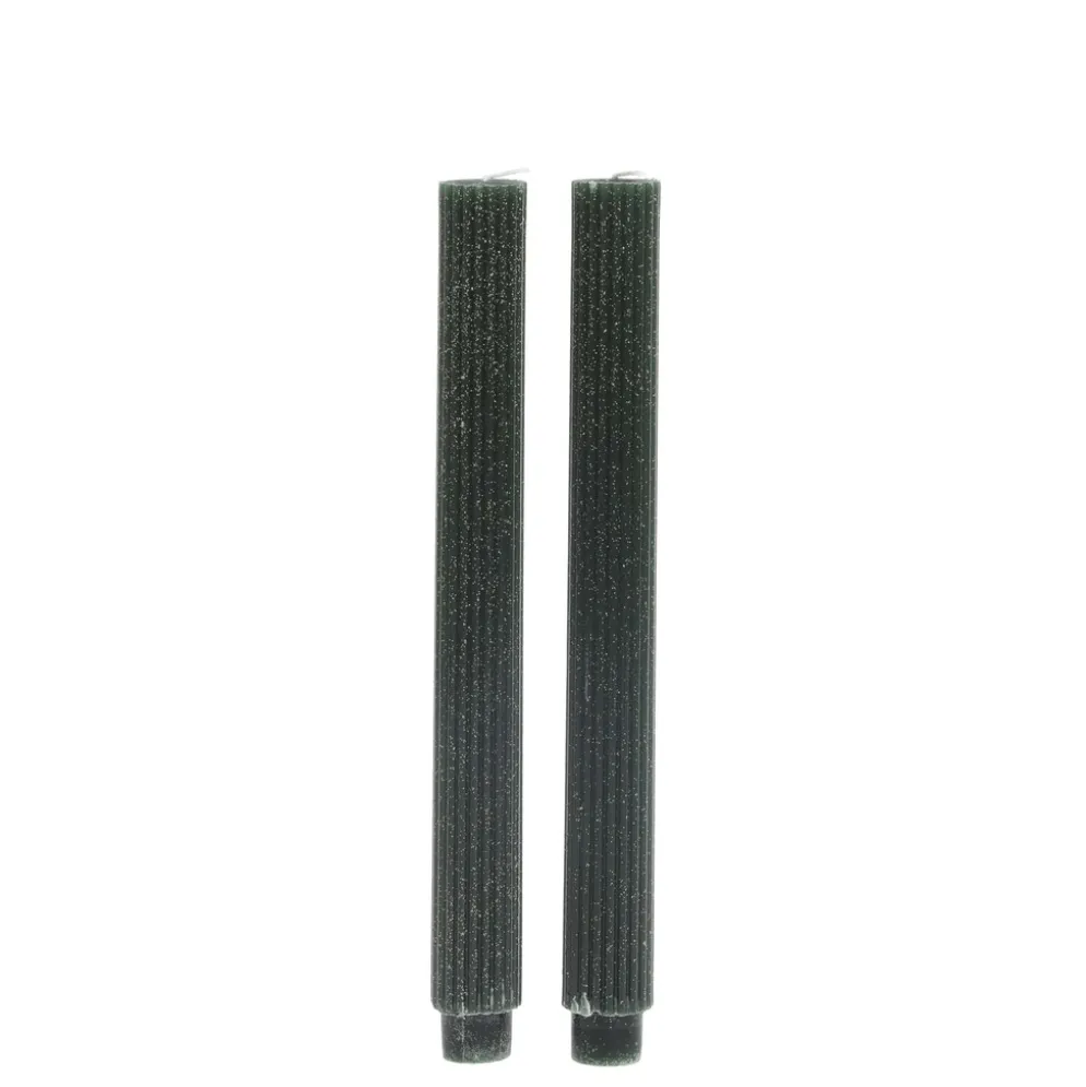 Chic Antique Stabkerze mit Rillen und Glitzer 2er-Set