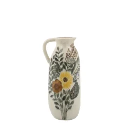 Chic Antique Steingut Kanne mit Blumenmotiv
