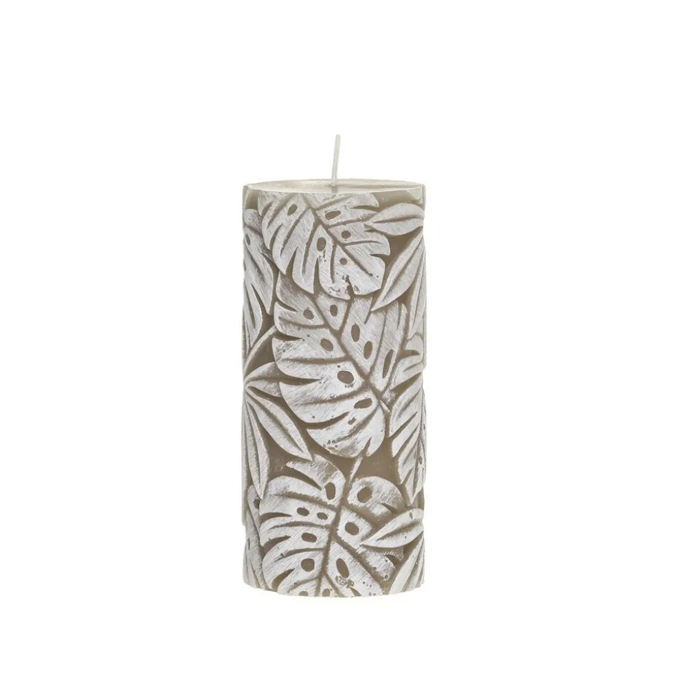 Chic Antique Stumpenkerze Macon mit Blattmuster