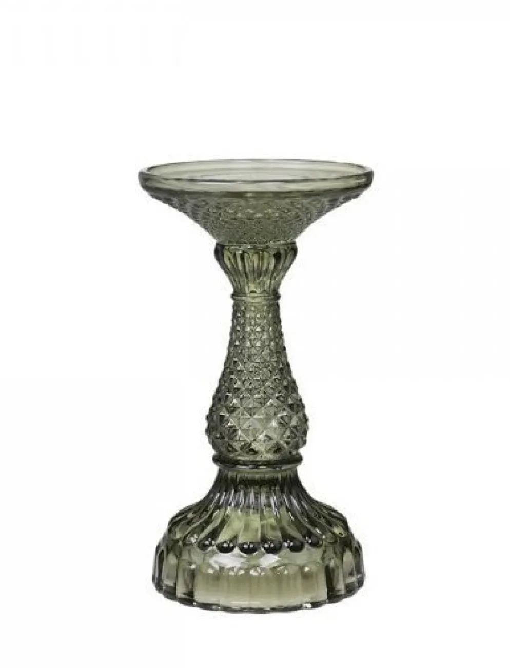 Chic Antique Stumpenkerzenständer mit Diamantschnitt olive
