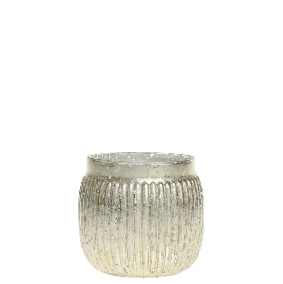Chic Antique Teelichthalter mit Rillen in Silber
