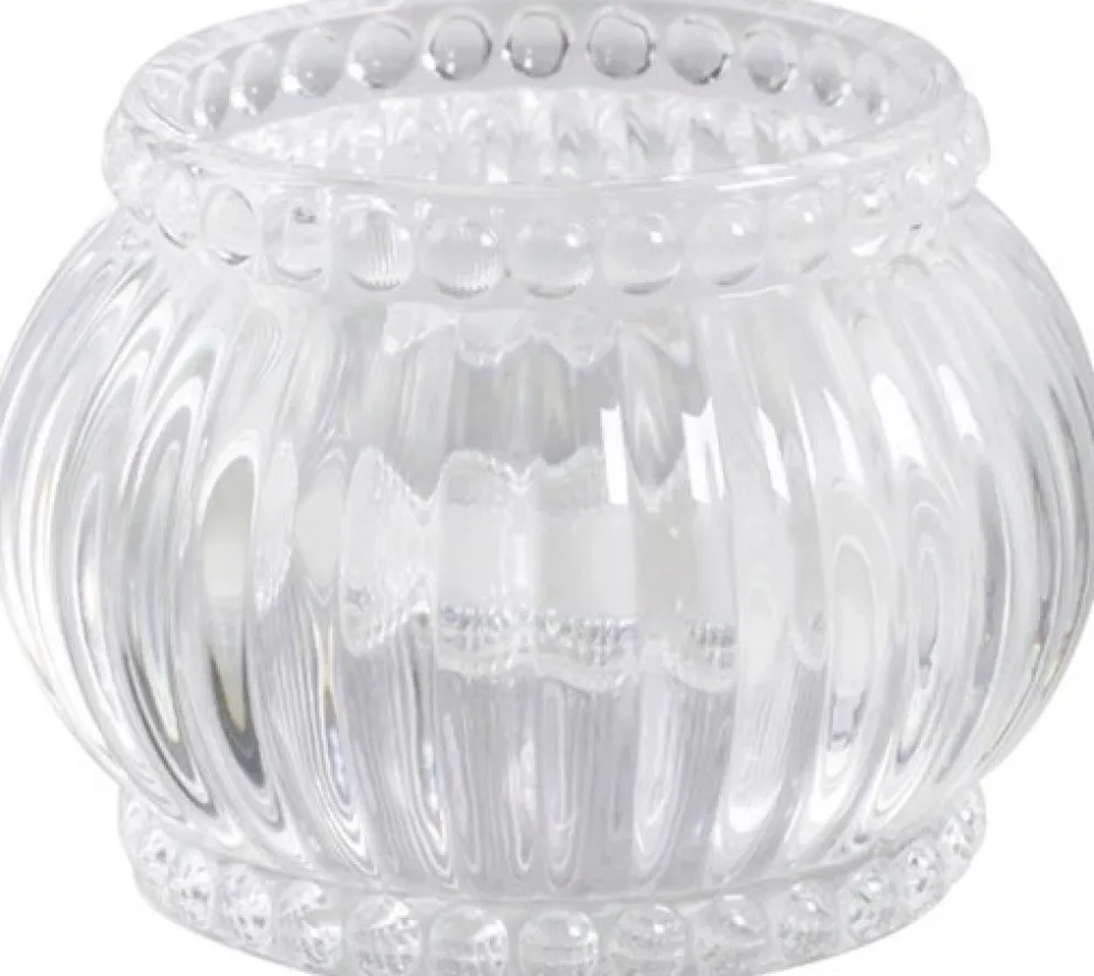 Chic Antique Teelichthalter mit Nuten und Perlenkante