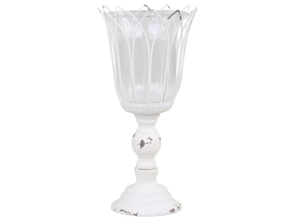 Chic Antique Teelichthalter auf Fuß mit Glas