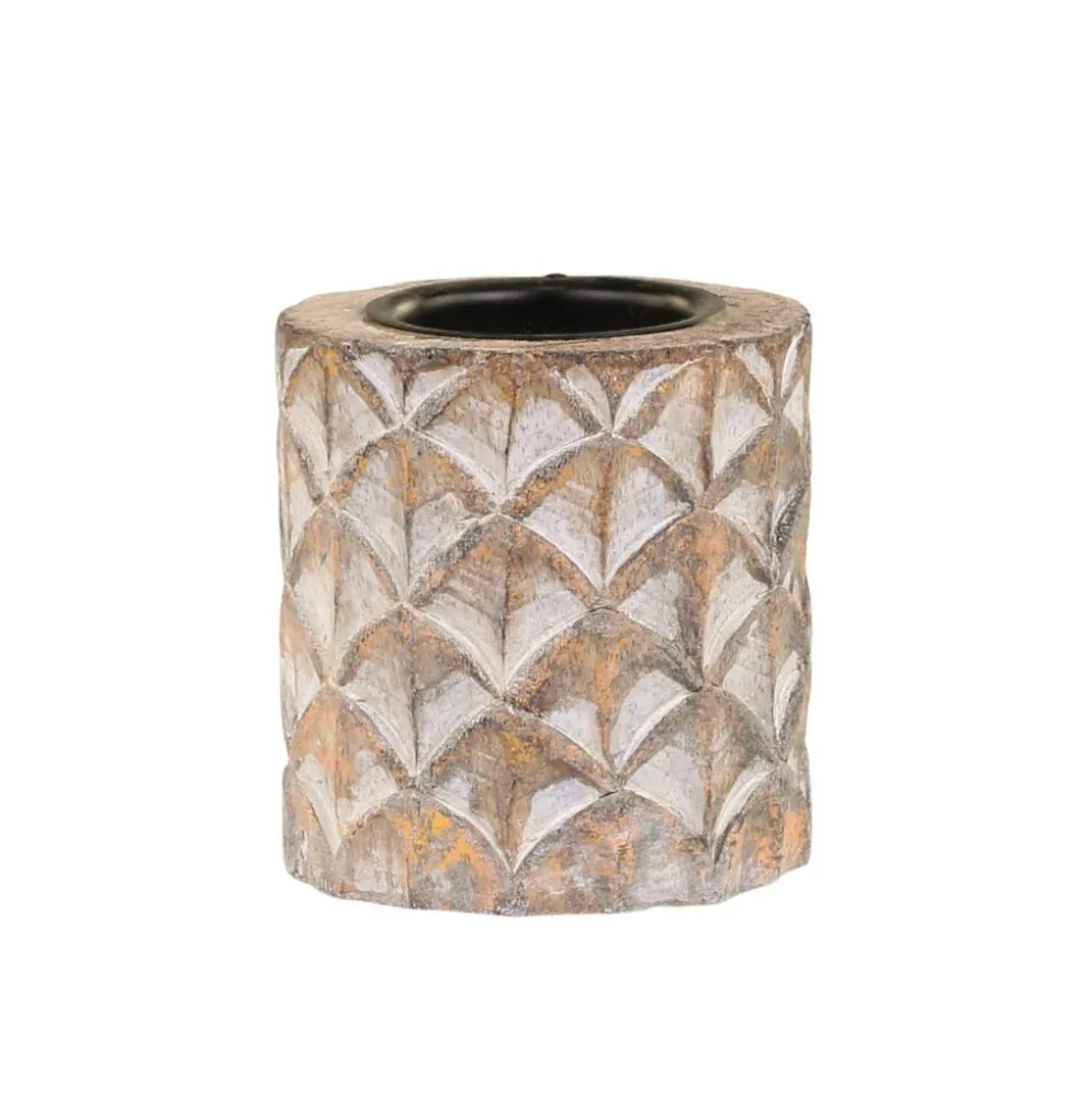 Chic Antique Teelichthalter Mangoholz mit Muster