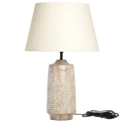 Chic Antique Tischlampe mit Holzfuss und Lampenschirm
