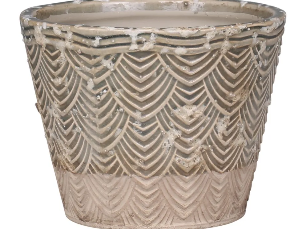 Chic Antique Valence Übertopf mit Blattmuster