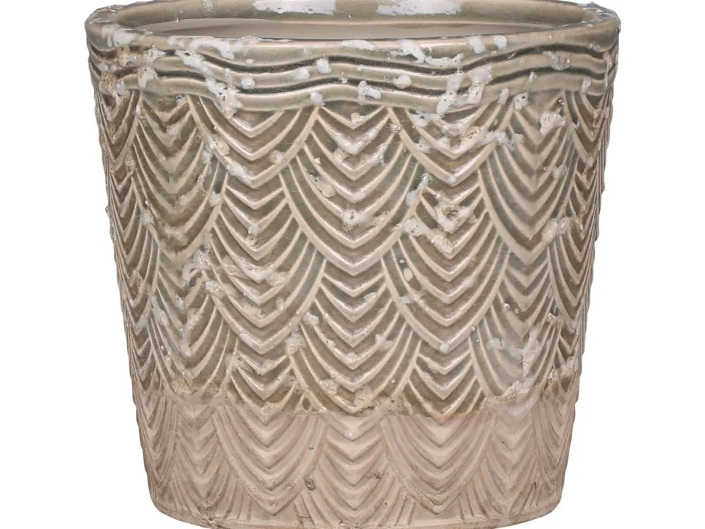 Chic Antique Valence Übertopf mit Blattmuster