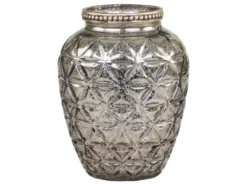 Chic Antique Vase mit Perlenkante und Schliff
