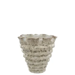 Chic Antique Vase mit Rillen aus Steingut