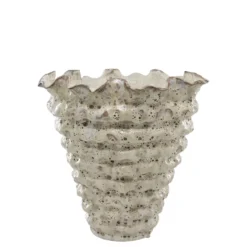 Chic Antique Vase mit Rillen aus Steingut