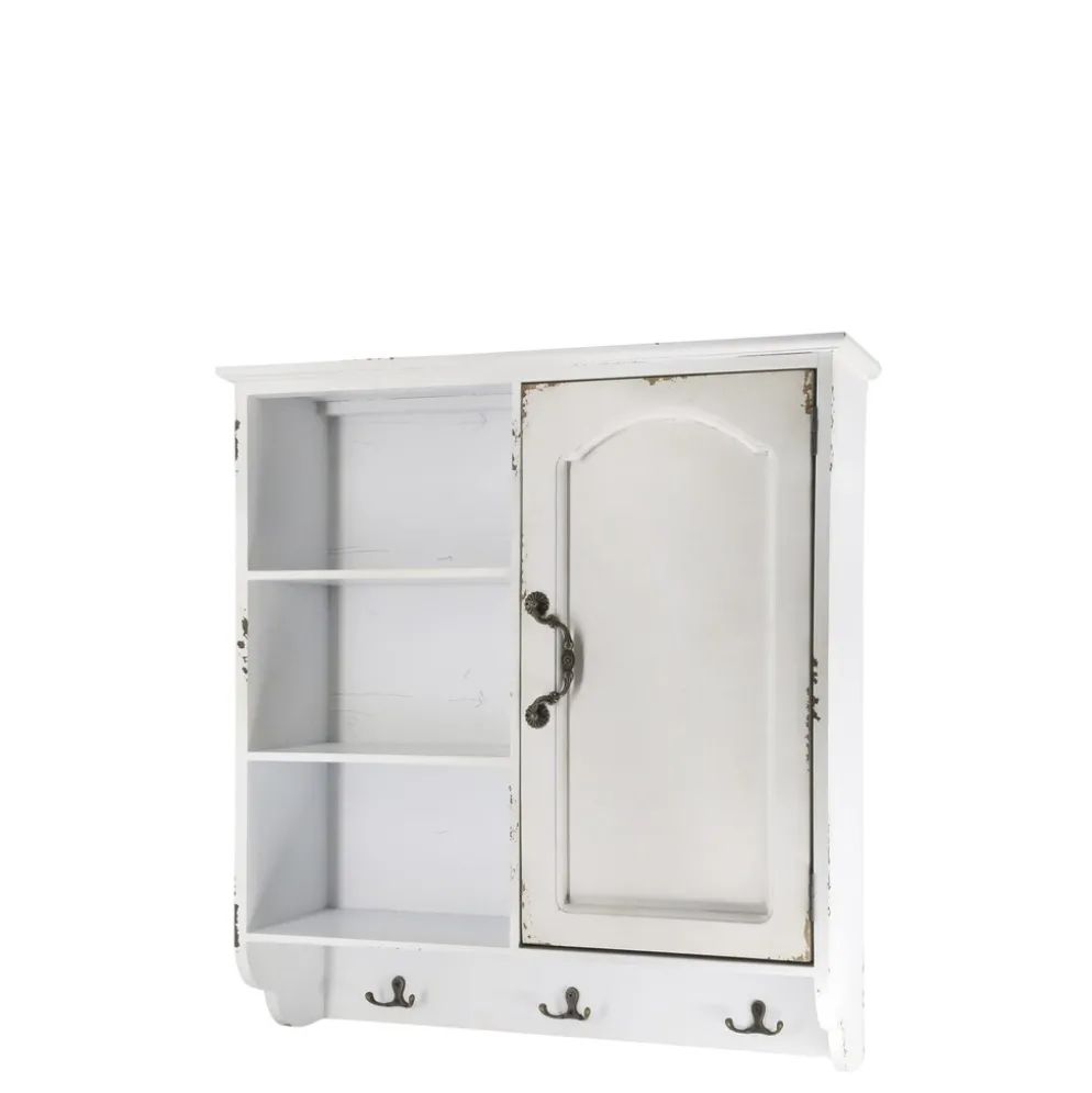 Chic Antique Vintage Schrank für Wand mit 1 Tür und 3 Ablagen