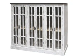 Chic Antique Vitrine mit 6 Türen und schwarzem Top