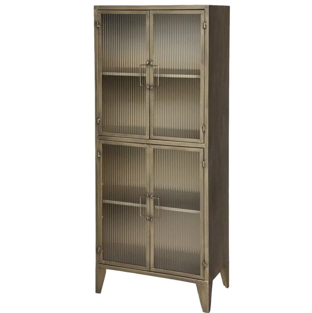 Chic Antique Vitrinenschrank mit 4 Glastüren