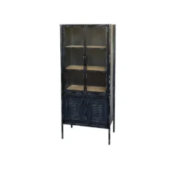 Chic Antique Vitrinenschrank mit Glastüren im Industrial Look