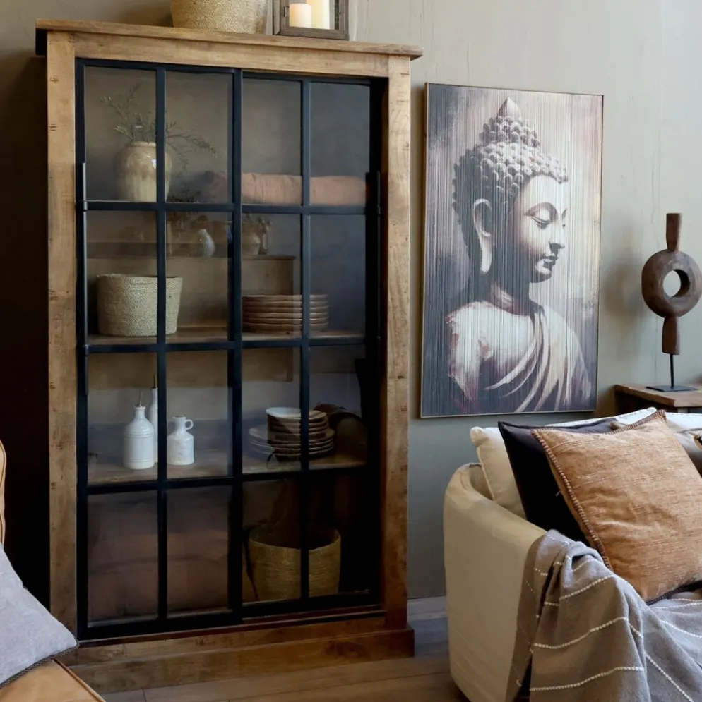 Chic Antique Vitrinenschrank Paris – Landhausstil mit Schiebetüren