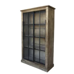 Chic Antique Vitrinenschrank Paris – Landhausstil mit Schiebetüren