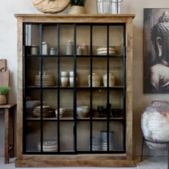 Chic Antique Vitrinenschrank Paris – Landhausstil mit Schiebetüren