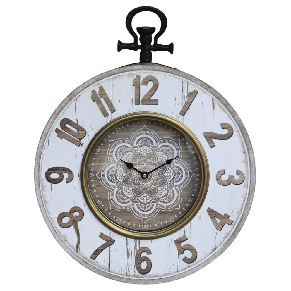 Chic Antique Wanduhr mit floralem Muster