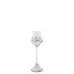 Chic Antique Weißes Vintage Windlicht auf Fuß