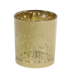 Chic Antique Weihnachtlicher Goldener Teelichthalter mit Muster