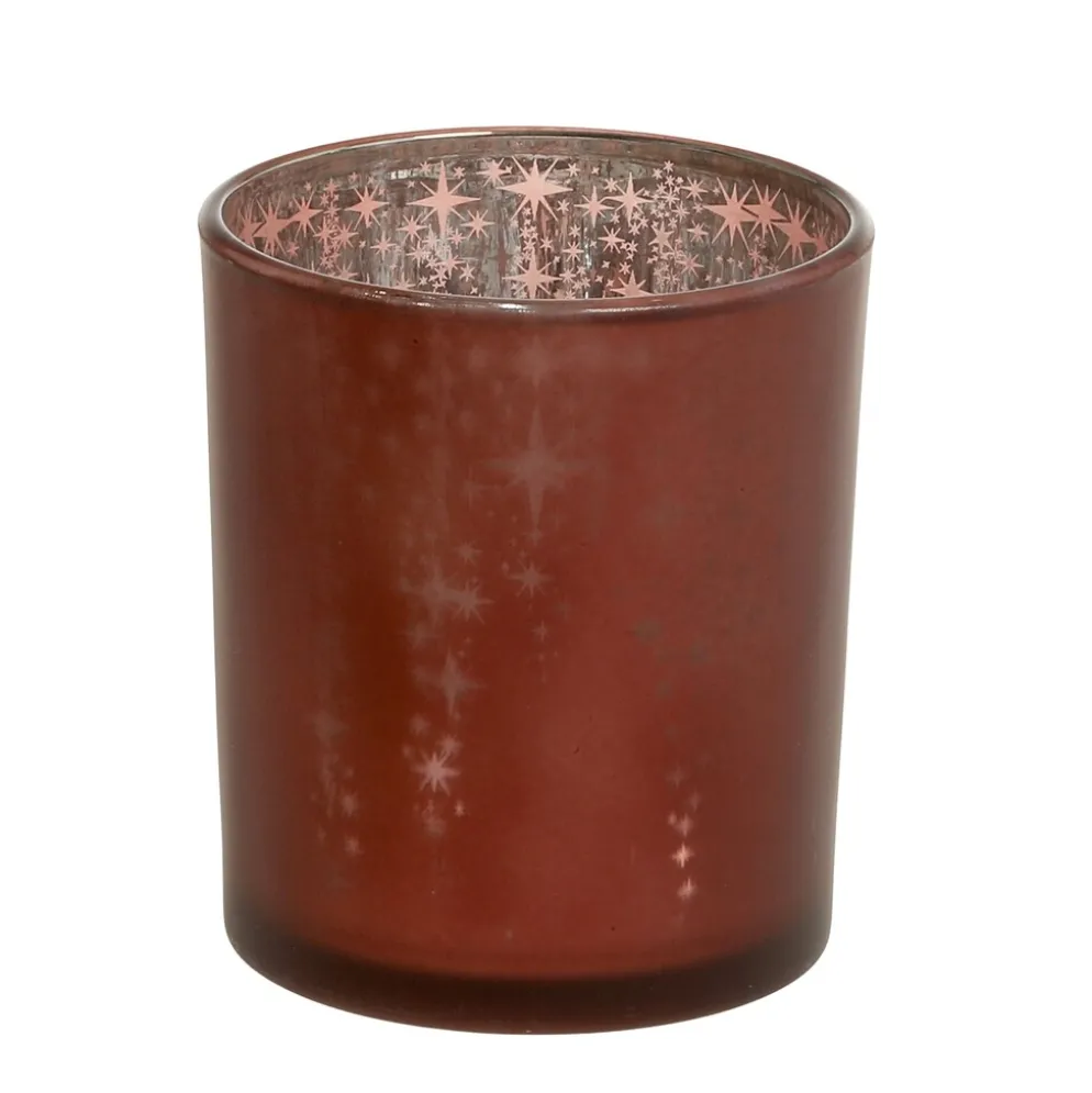 Chic Antique Weihnachtlicher Roter Teelichthalter mit Muster