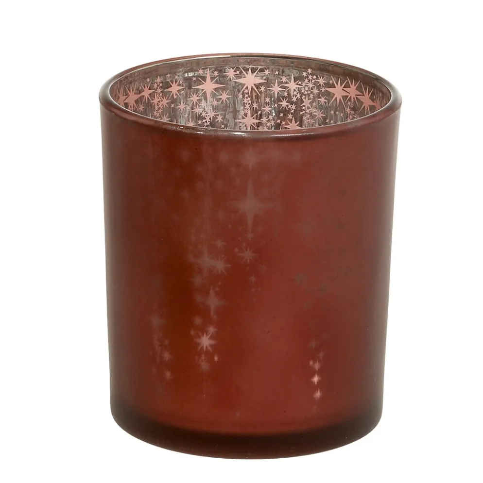 Chic Antique Weihnachtlicher Roter Teelichthalter mit Muster