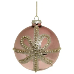 Chic Antique Weihnachtskugel Rosa Glitzerschleife