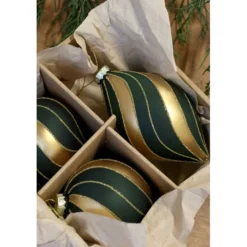 Chic Antique Weihnachtskugeln Olivgrün im 3er-Set