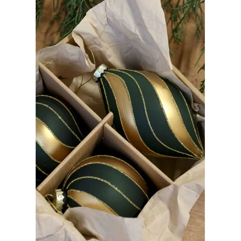 Chic Antique Weihnachtskugeln Olivgrün im 3er-Set