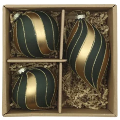 Chic Antique Weihnachtskugeln Olivgrün im 3er-Set