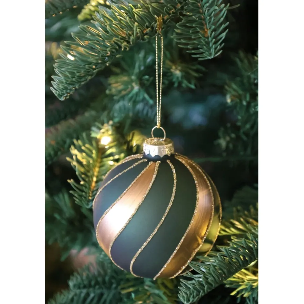 Chic Antique Weihnachtskugeln Olivgrün im 3er-Set