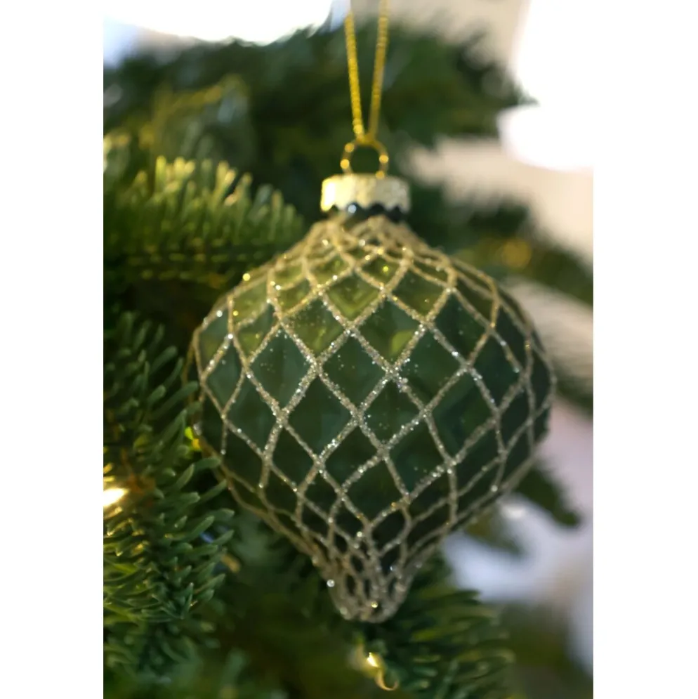 Chic Antique Weihnachtskugeln Olivgrün im 3er-Set