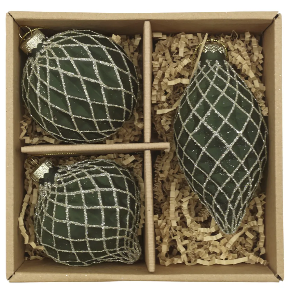 Chic Antique Weihnachtskugeln Olivgrün im 3er-Set