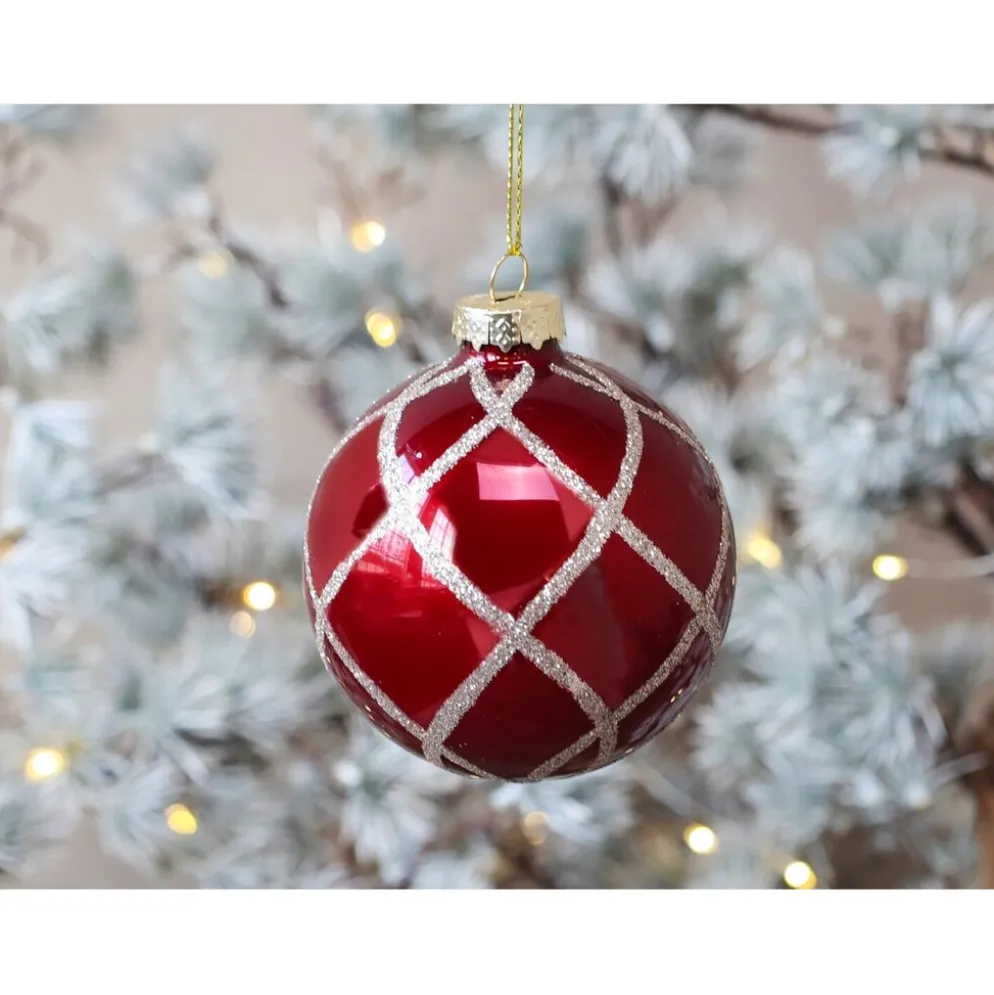 Chic Antique Weihnachtskugel mit Glitzer, rot