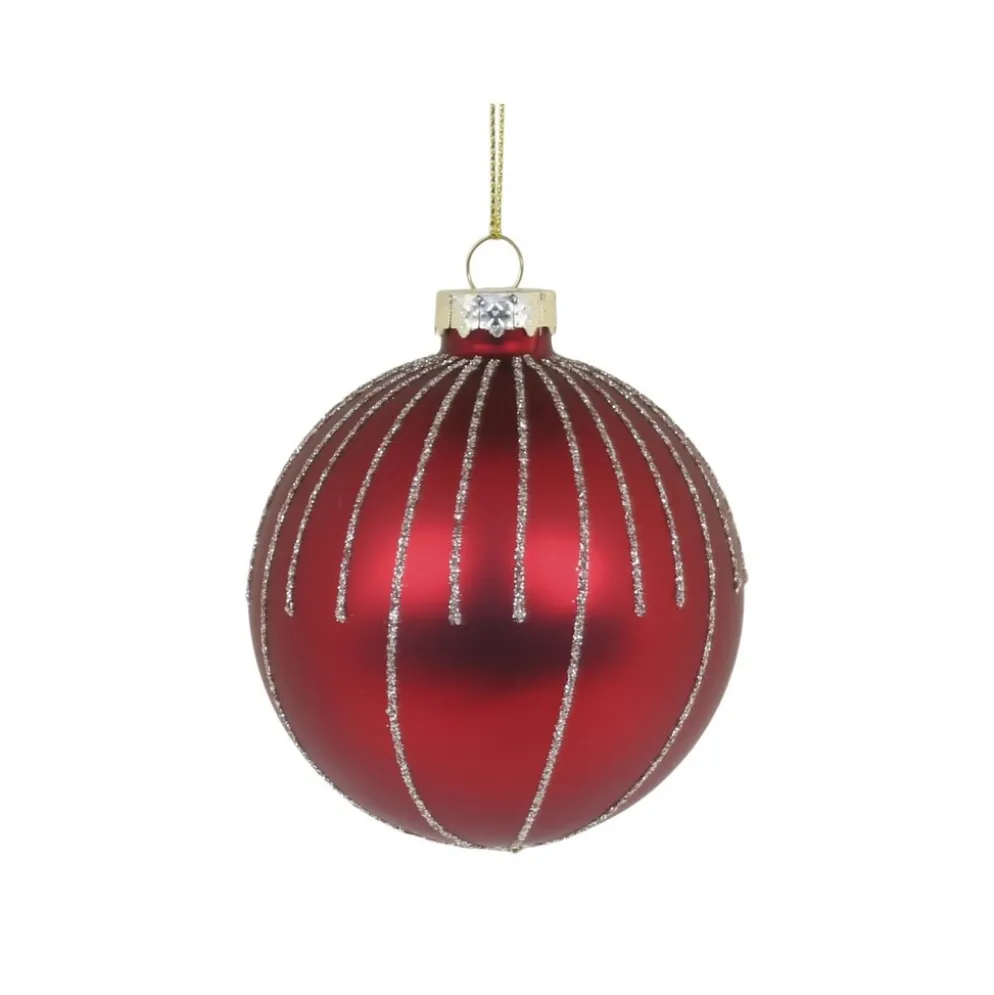 Chic Antique Weihnachtskugel mit Glitzer, rot