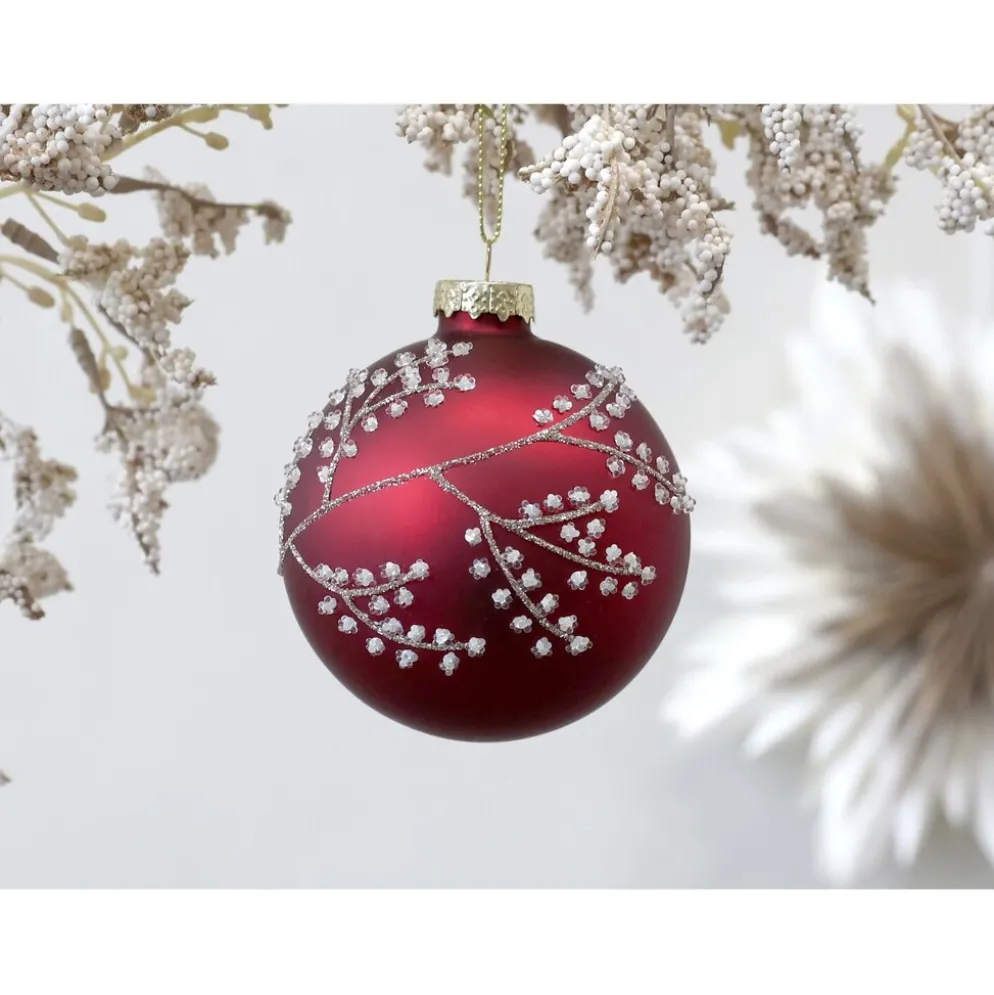Chic Antique Weihnachtskugel mit Glitzer, rot