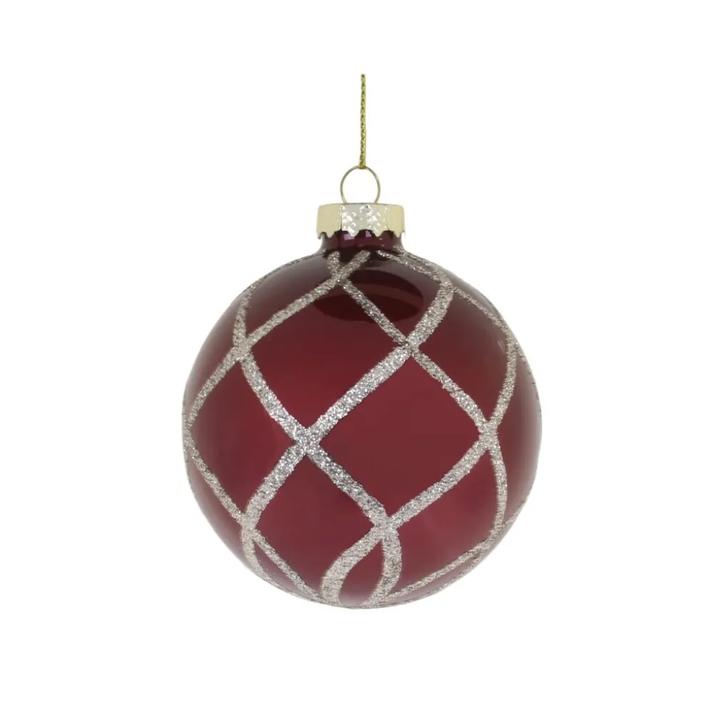 Chic Antique Weihnachtskugel mit Glitzer, rot