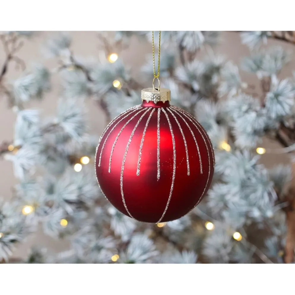 Chic Antique Weihnachtskugel mit Glitzer, rot